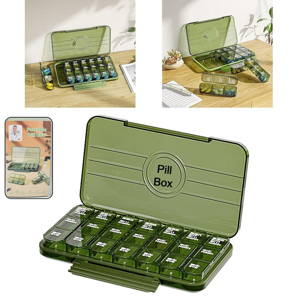 Portable Weekly Pill Box Organiser Daily Pill Keeper 21 Grid Container (1 Pc)