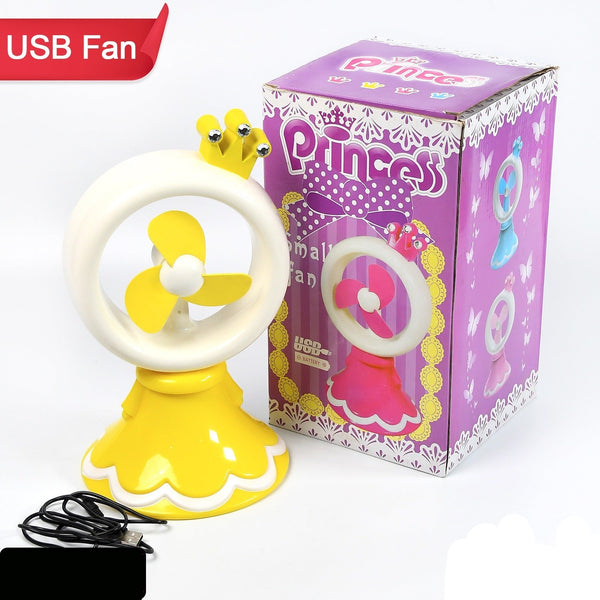 Princess Portable Fan Bright Color Desktop Office Usb  Battry Operate Fan (Battery Not Include)