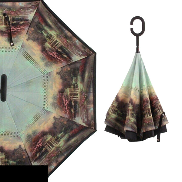 Printed Travel Windproof Umbrella (Reverse Umbrella)