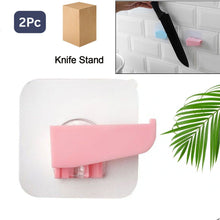Punch-free Wall Hanging Knife Holder  Stand Knife Holder Kitchen Supplies Tool Holder Insert Knife Shelf Storage Rack (2 Pc )
