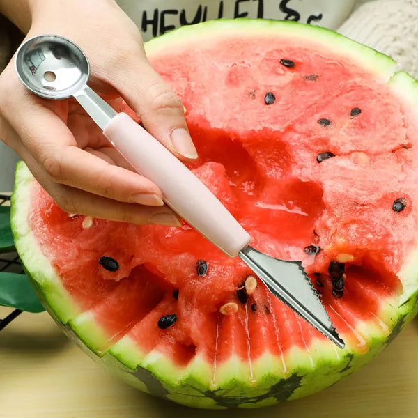 Multifunctional Stainless Steel Fruit Vegetable Pattern Carving Knife Peeler Corer Spherical Dig Ball Scoop Garnishing Dig Ball Spoon Kit.