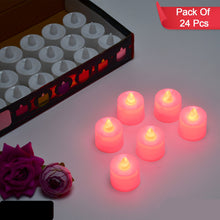 Red Flameless Led Tealights Smokeless Plastic Decorative Candles - Led Tea Light Candle For Home Decoration (Pack Of 24)