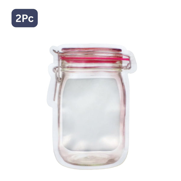 Reusable Airtight Seal Plastic Food Storage Mason Jar Zipper (2PC) (500ml)
