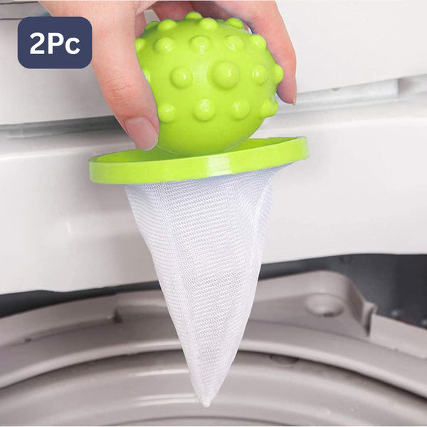 Reusable Washing Machine Floating Cylindrical Shape Lint Mesh Bag (2 Pc)