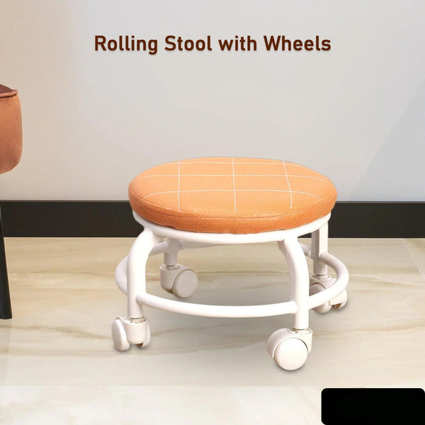 Roller Seat Stool Low Height Rolling Stool Multifunctional Small Household Movable Mini Stool Pulley Wheel Stool For Garage Home Library (1 Pc)