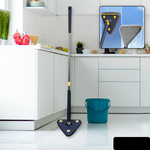 Rotatable Adjustable Triangle Cleaning Mop Triangle Mop with Stainless Steel Long Handle Push-Pull Squeezing Cleaning Mop Dry &amp; Wet Mop for Floor Windows (1 Pc)