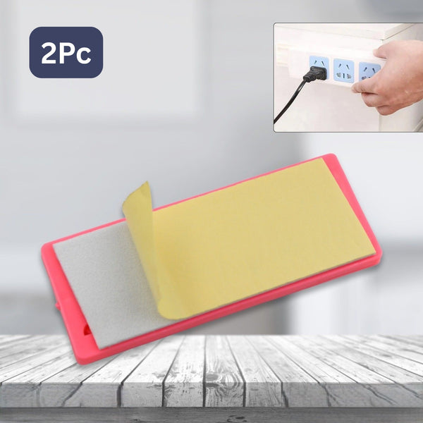 Self Adhesive No Hole Wall Mount Reusable Non Residue Plug Organizer  For Home Office  Multiuse Device (2 Pc)