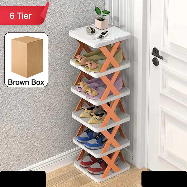 6 Layer Shoe Rack Design Lightweight Adjustable Plastic Foldable Shoe Cabinet Storage Portable Folding Space Saving Shoe Organizer Home And Office