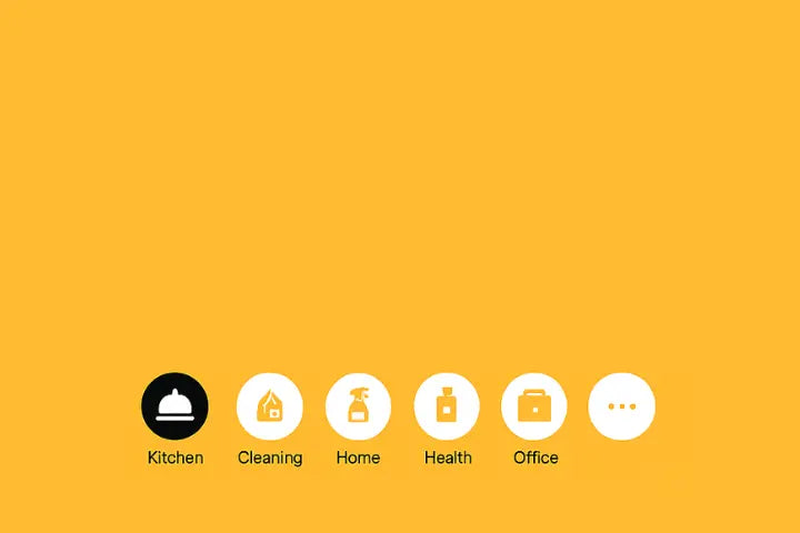 Icons and labels for different categories of smart gadgets