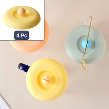 Cup Mug Lid Dust Proof Silicone Rubber Airtight Seal (Cup Spoon Not Included Only Lid, 4 Pc)