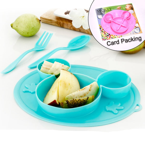Silicon Micky Plate And 1 Spoon 1 Fork Card Packing (1 Pc)