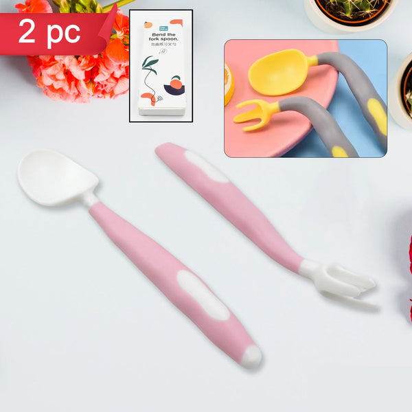 Silicone Bendable Kids Feeding Spoons And Forks Toddler Utensils With Travel Case Baby Spoon And Fork Set For Self-feeding Learning Bendable Handle For Kid Children Toddlers (2 Pc Set)