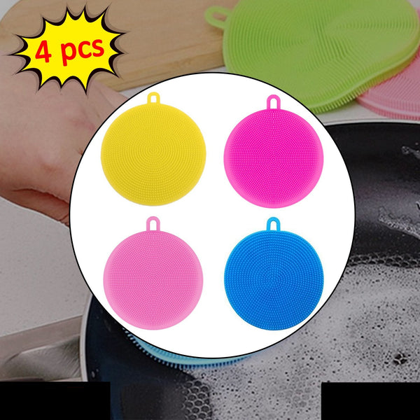 Silicone Dish Scrubber Sponge Mildew Free Non Stick (Mix Color)