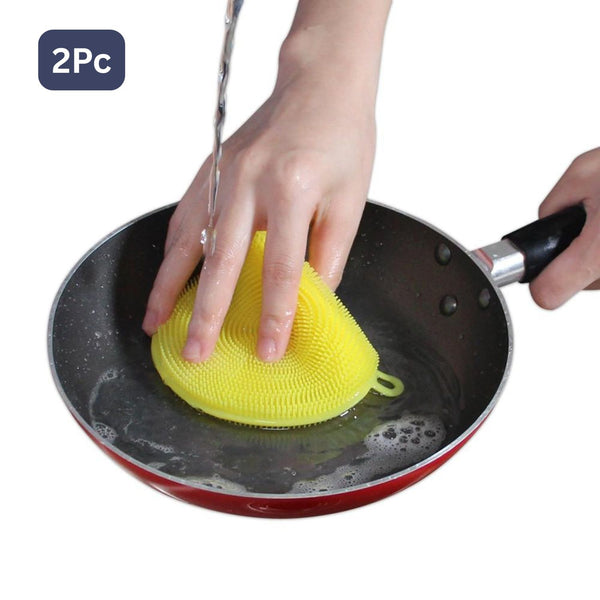 Silicone Dish Scrubber Sponge Mildew Free Non Stick Heat Resistant (2Pc)