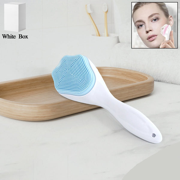 Silicone Face Scrubber Exfoliating Brush Manual Handheld Facial Cleansing Brush (1 Pc)