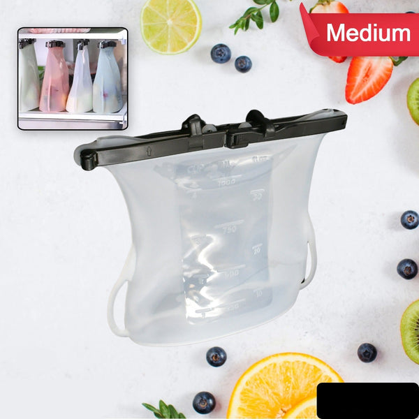 Reusable Silicone Food Storage Bag Set Leakproof Lock Reusable Flat Bottom Freezer Bags Sandwich Bags Silicone Food Grade Kids Snack Bags Bpa Free Microwave Dishwasher Safe (1 Pc)