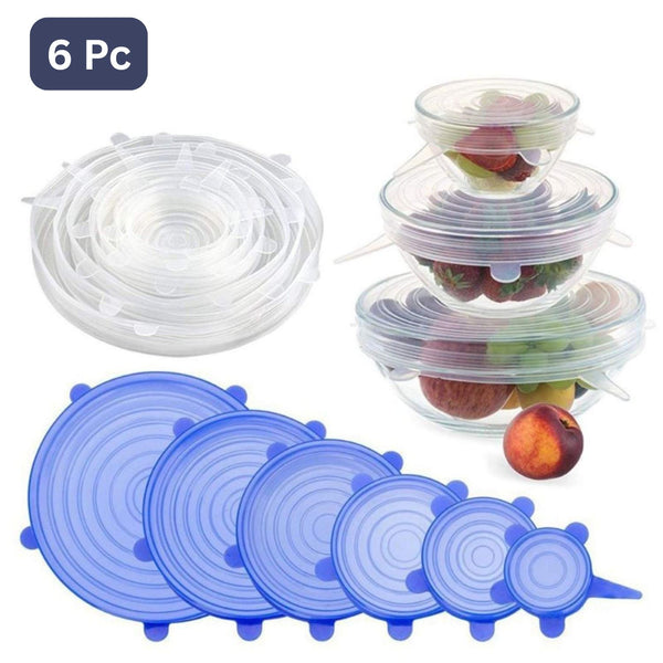 Silicone Lid Set Silicon Lids For Containers Silicon Stretchable Lids Silicone Lids And Cover (6 Pc)