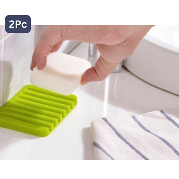 Silicone Soap Holder Soap Dish Stand Saver Tray Case For Shower (2 PCs)
