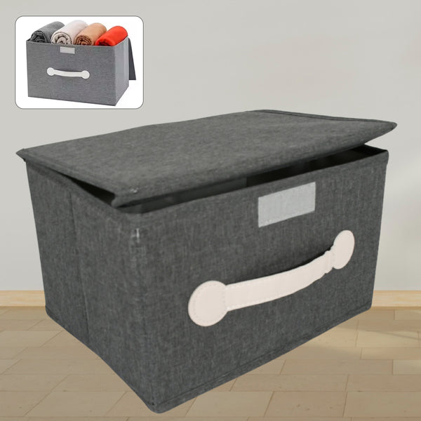 Small Foldable Storage Box With Lid And Handles Cotton And Linen Storage Bins And Baskets Organizer For Nursery Closet Bedroom Home (282016 Cm  1 Pc)