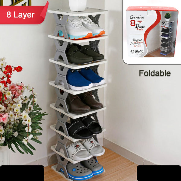 Smart Shoe Rack With 8 Layer Shoes Stand Multifunctional Entryway Foldable  Collapsible Door Shoe Rack Free Standing Heavy Duty Plastic Shoe Shelf Storage Organizer Narrow Footwear Home
