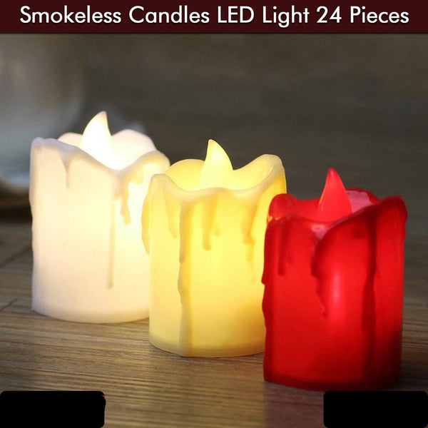 Multicolor Flameless Melted Design Candles For Decoration (Set Of 24pc)