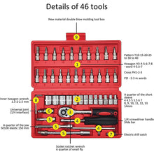 Socket 14 Inch Combination Repair Tool Kit (Red 46 Pcs)