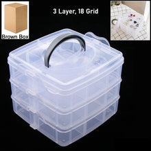3-tier 18 Sections Transparent Stackable Adjustable Compartment Slot Plastic Craft Storage Box