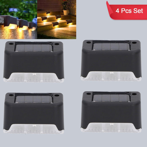 Solar Decorative Lights Waterproof Durable Garden Atmosphere Lights Stair Lights Railing Lights Step Steps Lights For Outdoor Patio Courtyard Stair Step Fence Patio Stairsyard Garden Pathway ( 4 Pc Set)