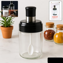 Clear Glass Spice Jar With Integrated Spoon  Airtight Lid (250ml Approx)