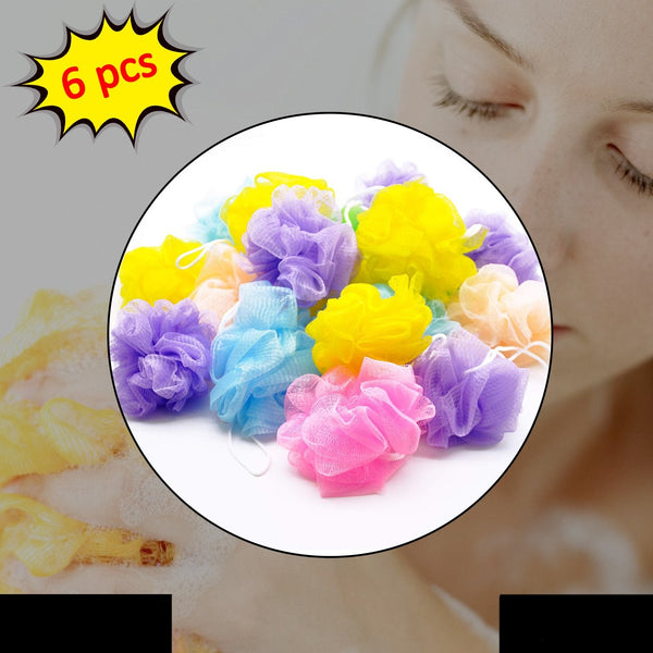 Bath Shower Loofah Sponge Pouf Body Scrubber (Pack Of 6pcs)
