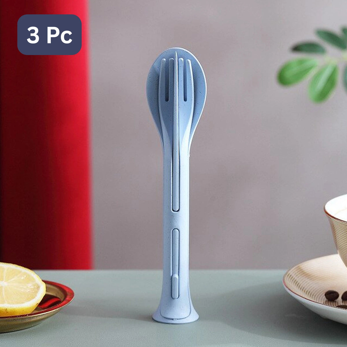 3 In 1 Reusable Spoon Knife Forks Tableware Spoon (3 Pcs, 2 Set)