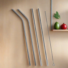 Set Of 4 Stainless Steel Straws  Brush (2 Straight Straws 2 Bent Straws 1 Brush)