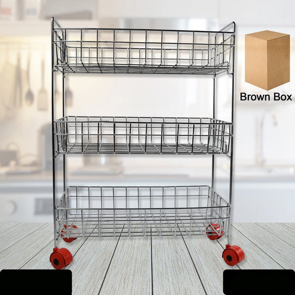 Stainless Steel Fruit Vegetable Stand Kitchen Trolley 3 Tier Kitchen Trolley  Fruit Basket  Vegetable Stand For Storage  Onion Potato Rack For Kitchen  Vegetable Rack For Kitchen