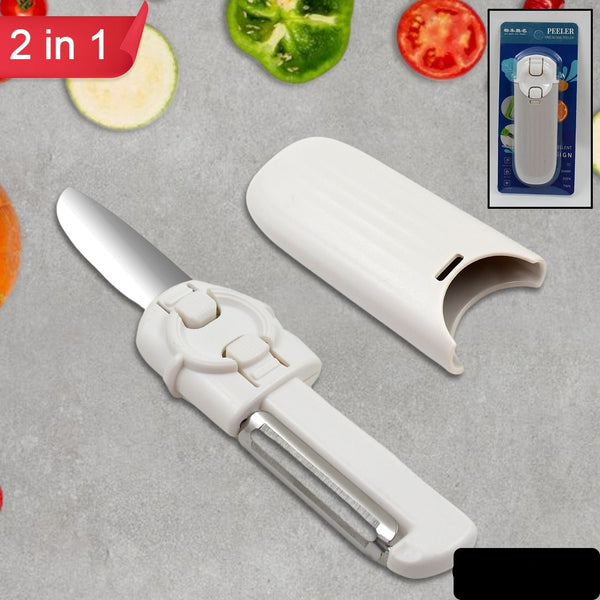 Dual-use Knife And Peeler 2-in-1 Stainless Steel Blades With Case (1 Pc)