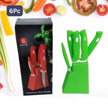 Stainless Steel Knife  Peeler Set With Stand - 6 Pcs