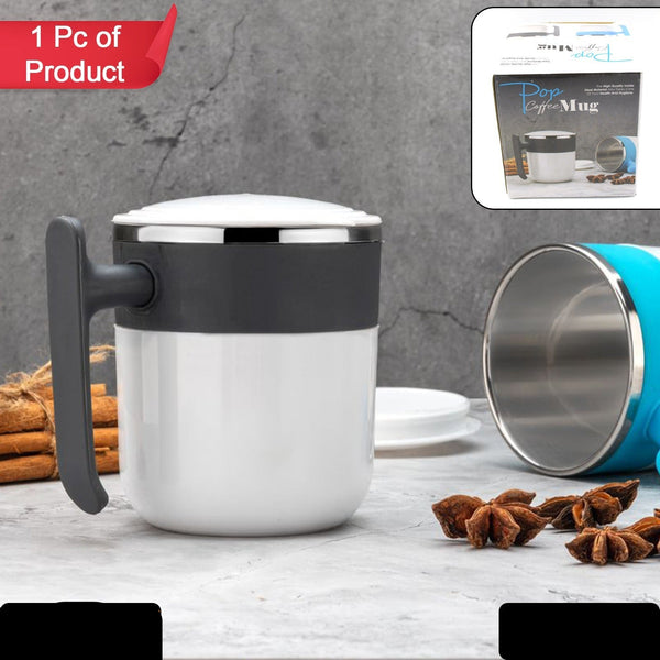 Stainless Steel Lid Cover Hot Coffee tea Mug Hot Insulated Double Wall Stainless Steel Coffee And Milk Cup With Lid - Coffee Cup (1 Pc )