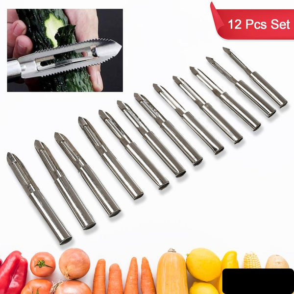 Multi-purpose Stainless Steel Peeler With Handle For Vegetables Potato Peeler Carrot Grated Suitable For Peeling And Shredding Fruit And Vegetables Kitchen Accessories Peeler (12 Pcs Set)