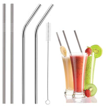 Set Of 4 Stainless Steel Straws  Brush (2 Straight Straws 2 Bent Straws 1 Brush)
