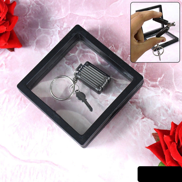 Suitcase Shape Nail Clipper Keychain With Key 3d Floating Frame Display Case (1 Set)