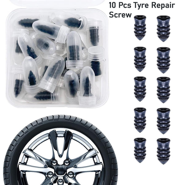 Tire Repair Rubber Nail Car Tire Repair Nails Tire Repair Rubber Screws Black (10 Pcs Set)
