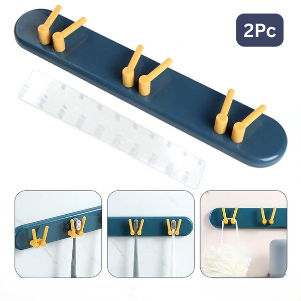Toothbrush Holder Plastic Bathroom Accessories Organizer Wall Mounted Hanging Mount Shelf  Hooks (2 pc)