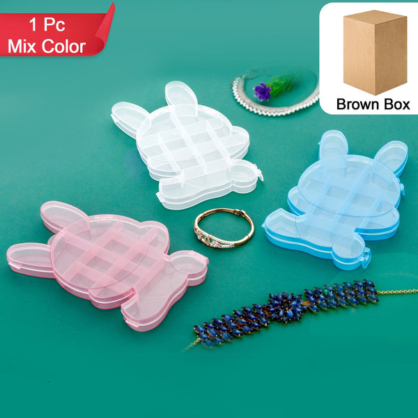 Transparent Cartoon Bear Clear Plastic Storage Box Jewelry Box Jewelry Organizer Holder Cabinets For Small Objects (1 Pc)