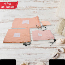 Travel Storage Bag Waterproof Nylon Drawstring Pouch Men And Women Folding Clothes Classified Organizers Packing Shoes Luggage Bags (4 Pc Set)