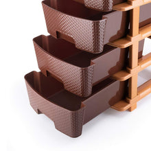 5 Tier Plastic Modular Drawer System For Multiple Use (Brown Color)