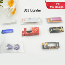 Stylish Electric Usb Lighter For Men Women Regular Cigarettes Portable Usb Rechargeable Flameless Coil Slim Cigarette Lighter With Charging Cable Windproof E Lighter Lighter For Smoking (1 Pc Mix Deisign  Color )