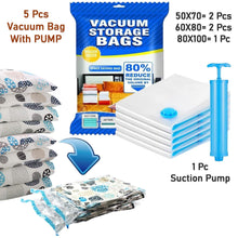 Vacuum Storage Bags With Suction Pump  Shirt Clips - Vacuum Bags - Big Capacity Vacuum Seal Bags For Travel Clothes Blankets Pillows Compression Bags  Space Saver Vacuum Storage Bags (5 Pcs Set)