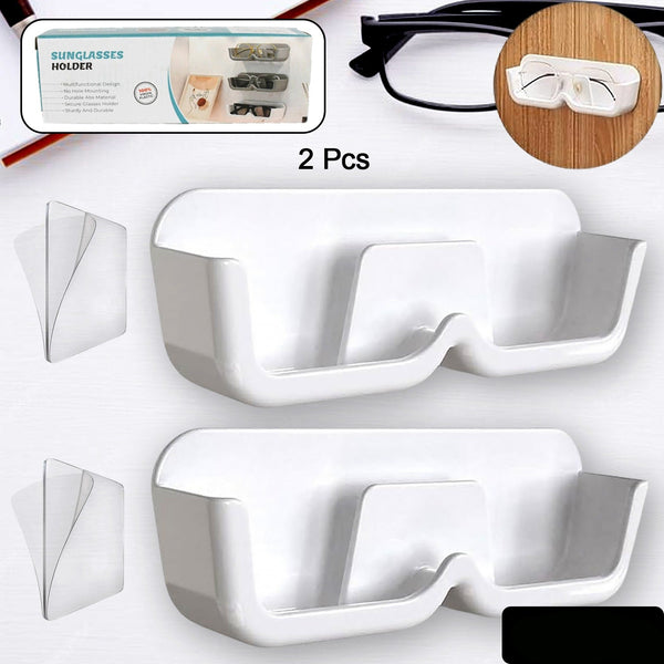 Wall Mount Sunglass Organizer Simple Space Saving Glasses Storage Box Eyewear Stand Holder For Showcase Bedroom Apartment With 2 Pc Double Sided Adhesive Sticker (2 Pcs Set)