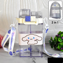 2in1 Dual Compartment Water Bottle With Straw And Adjustable Shoulder Straps (1 Pc  Multi Color)