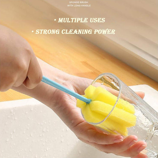 Sponge Cup Washing Brush Washing Cup Milk Bottle Cleaning Brush Kitchen Brush Water Cup Tea Cup Brush Sponge Head Household Kitchen Cleaning Tool (20cm)