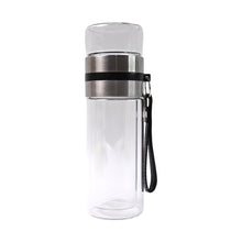Glass Tea Infuser Bottle. Double Wall Outdoor Sport Glass Water Bottle (550ml)
